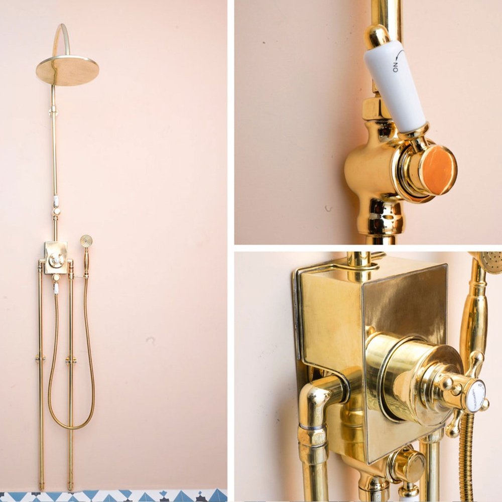 The Thermostatic Surface Mounted Shower, Handcrafted shower head with handheld Handcrafted Thermostatic Shower