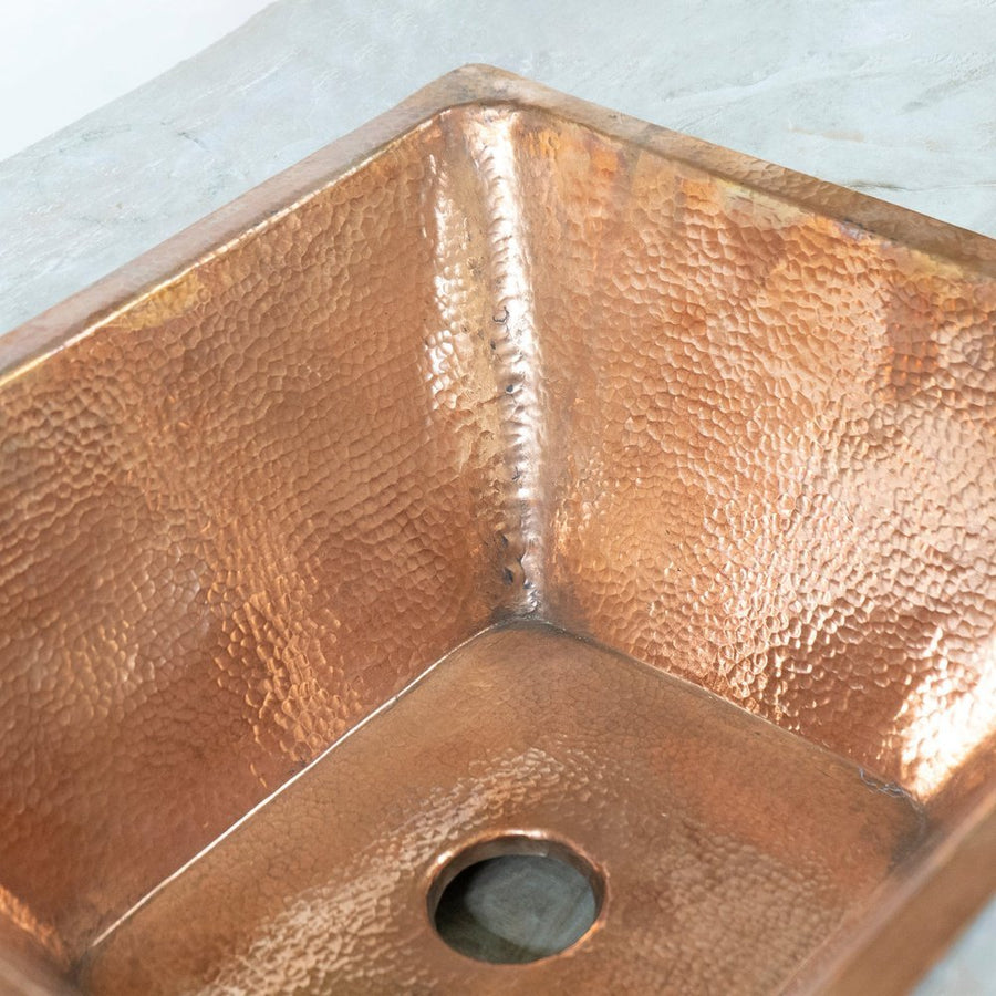 Handcrafted Undermount Hammered Copper Sink - Brassna