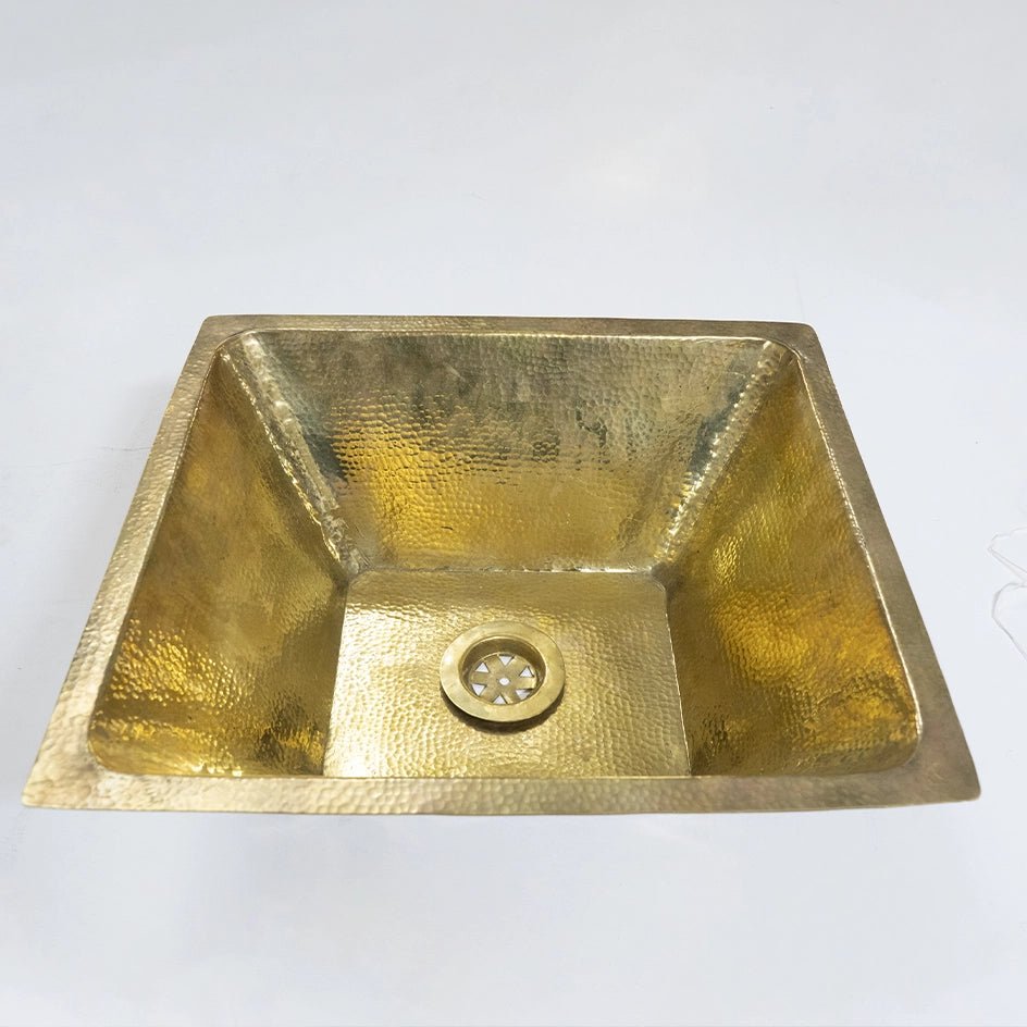 Handcrafted Unlacquered Brass Bathroom Sink - Brassna