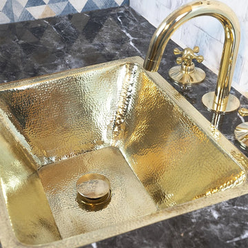 Handcrafted Unlacquered Brass Bathroom Sink - Brassna