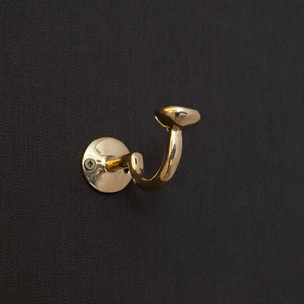 Solid Brass Wall Hook Unlacquered | Brassna The Wall Hook