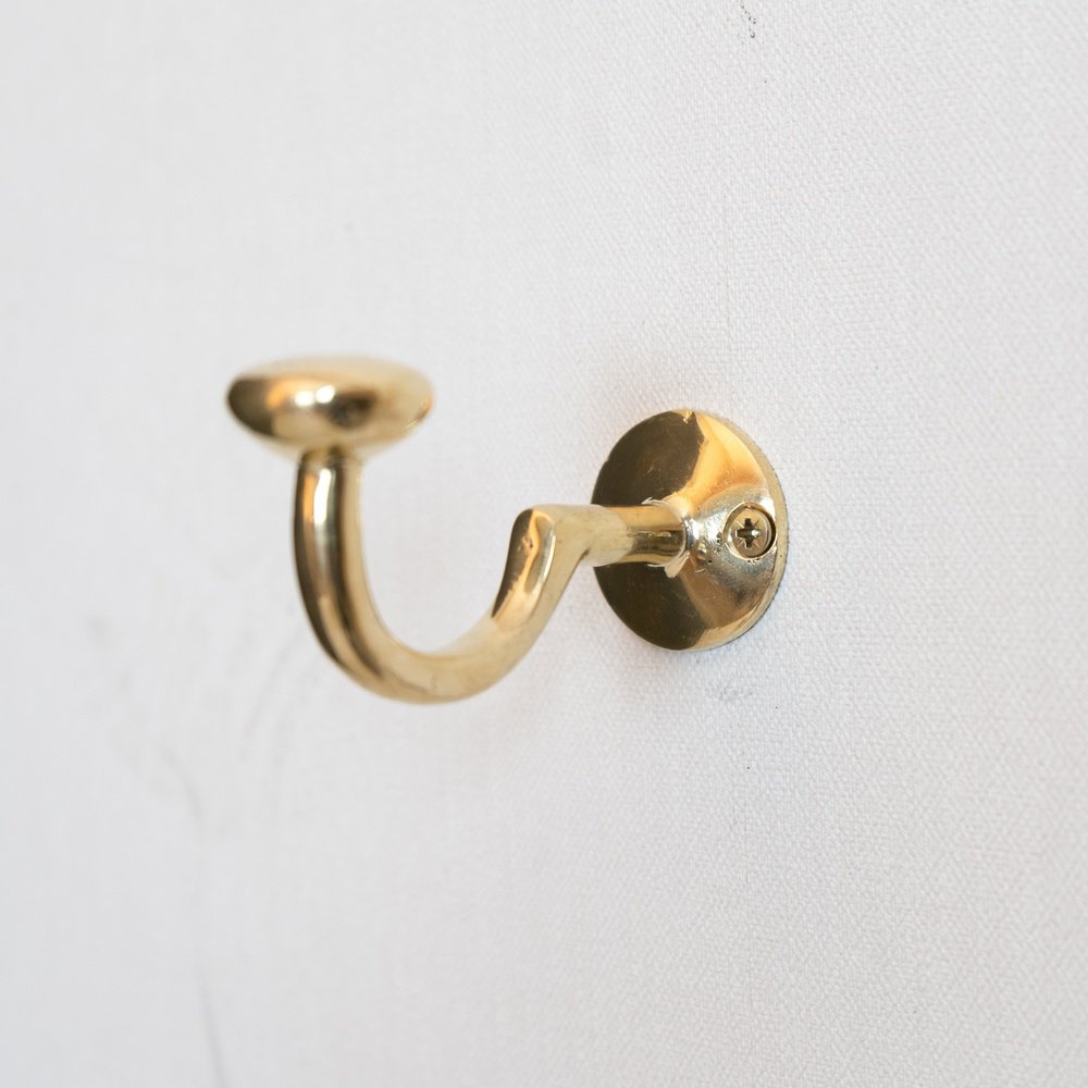 Solid Brass Wall Hook Unlacquered | Brassna The Wall Hook