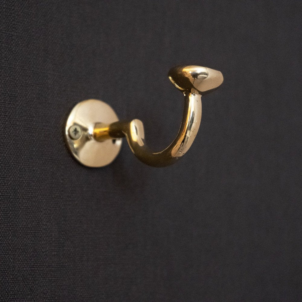 Solid Brass Wall Hook Unlacquered | Brassna The Wall Hook