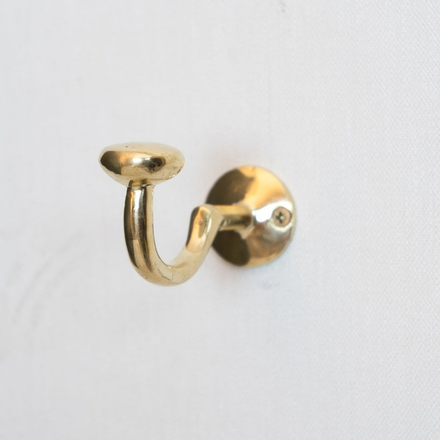 Handcrafted Unlacquered Brass Hooks For Wall - Brassna