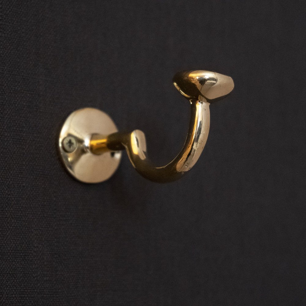 Handcrafted Unlacquered Brass Hooks For Wall - Brass Hooks For Door Entry or Bathroom Handcrafted Unlacquered Brass Hooks For Wall