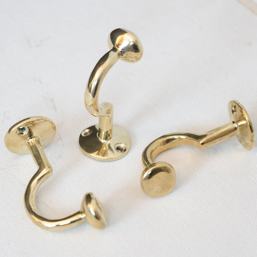 Handcrafted Unlacquered Brass Hooks For Wall - Brassna