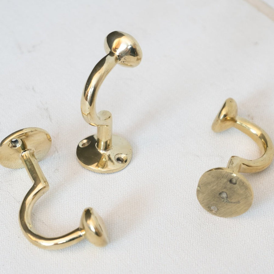 Handcrafted Unlacquered Brass Hooks For Wall - Brassna