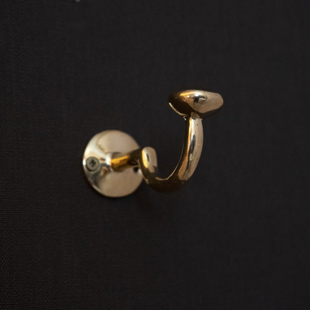 Solid Brass Wall Hook Unlacquered | Brassna The Wall Hook