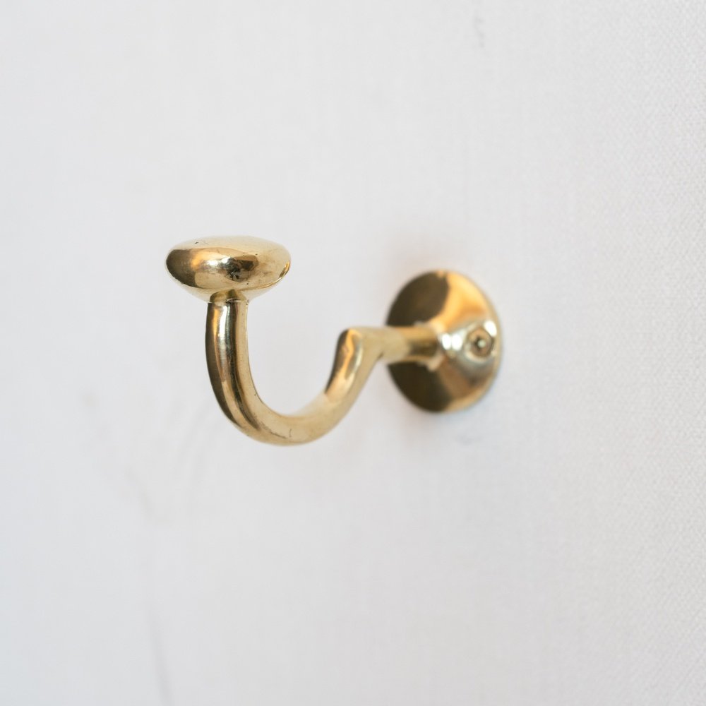 Solid Brass Wall Hook Unlacquered | Brassna The Wall Hook
