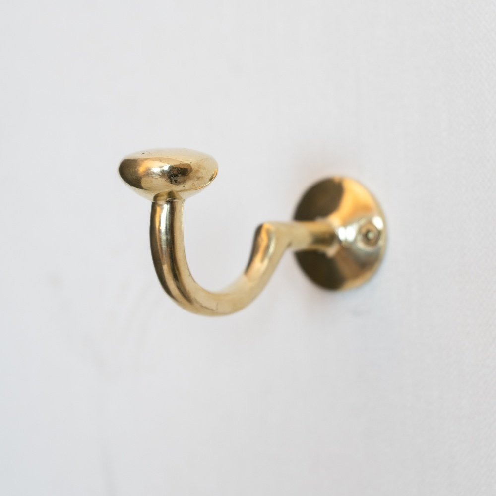 Solid Brass Wall Hook Unlacquered | Brassna The Wall Hook