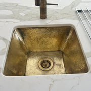 Handcrafted Unlacquered Brass Kitchen Sink, Hammered Kitchen Sink in Living Brass Finish, Bar Sink Handcrafted Unlacquered Brass Kitchen Sink