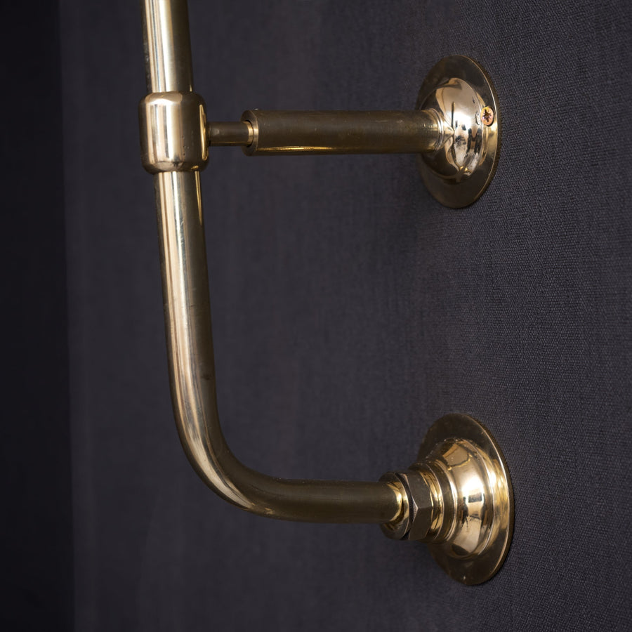 Handcrafted unlacquered brass shower Head With Curved Arm - Brassna