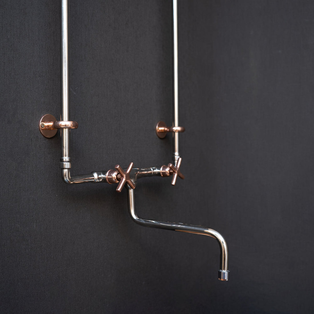 Handcrafted Wall Mounted Sink Faucet with Exposed Supply - Brassna
