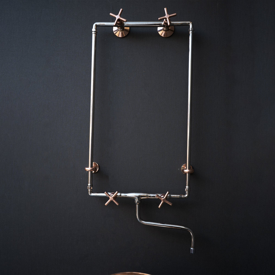 Handcrafted Wall Mounted Sink Faucet with Exposed Supply - Brassna