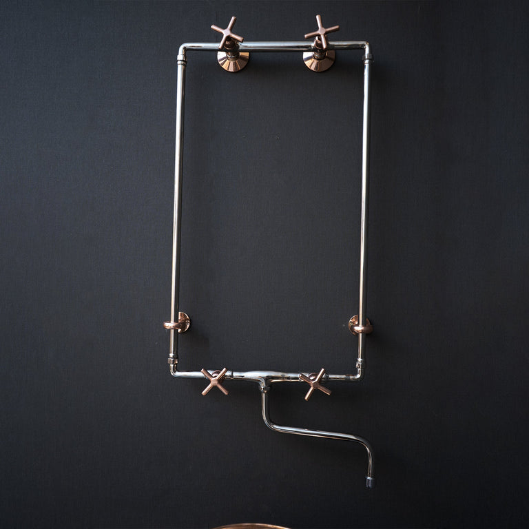 Handcrafted Wall Mounted Sink Faucet with Exposed Supply, Solid Brass Exposed Plumbing Wall Mount Sink Faucet LuxeCraft wall Faucet