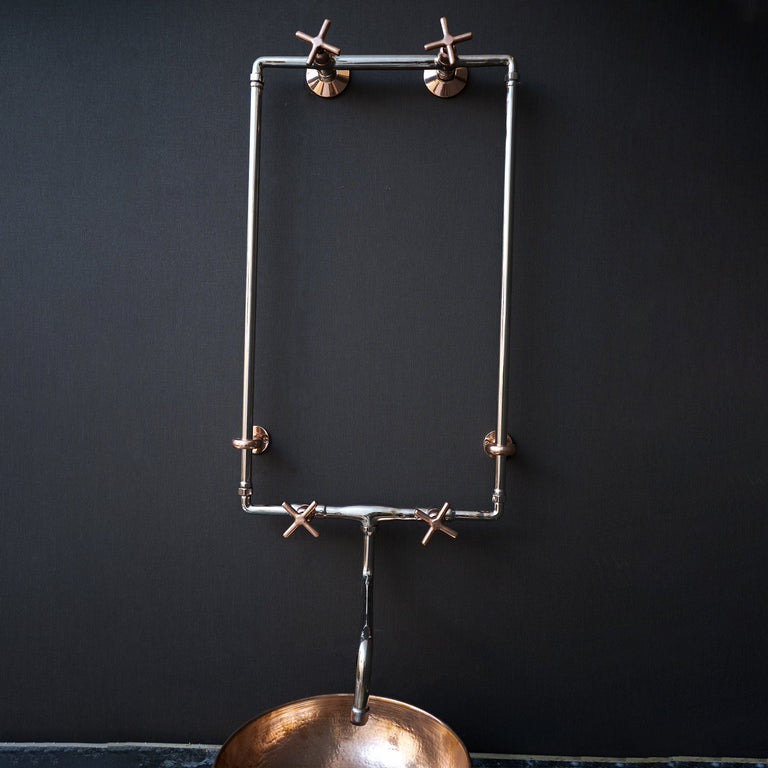 Handcrafted Wall Mounted Sink Faucet with Exposed Supply, Solid Brass Exposed Plumbing Wall Mount Sink Faucet LuxeCraft wall Faucet