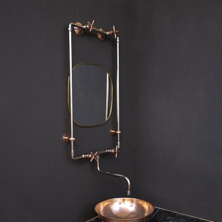 Handcrafted Wall Mounted Sink Faucet with Exposed Supply - Brassna