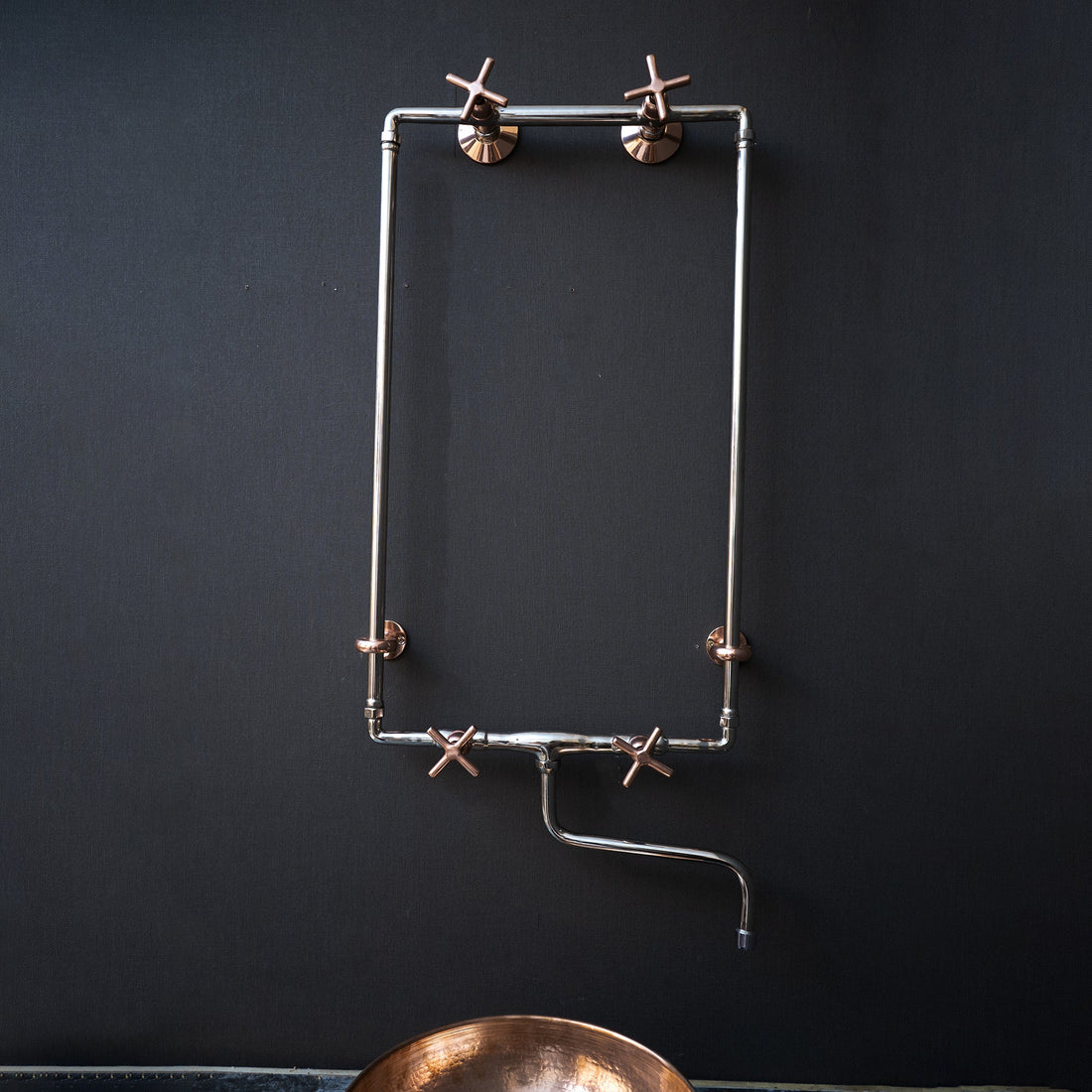 Handcrafted Wall Mounted Sink Faucet with Exposed Supply - Brassna