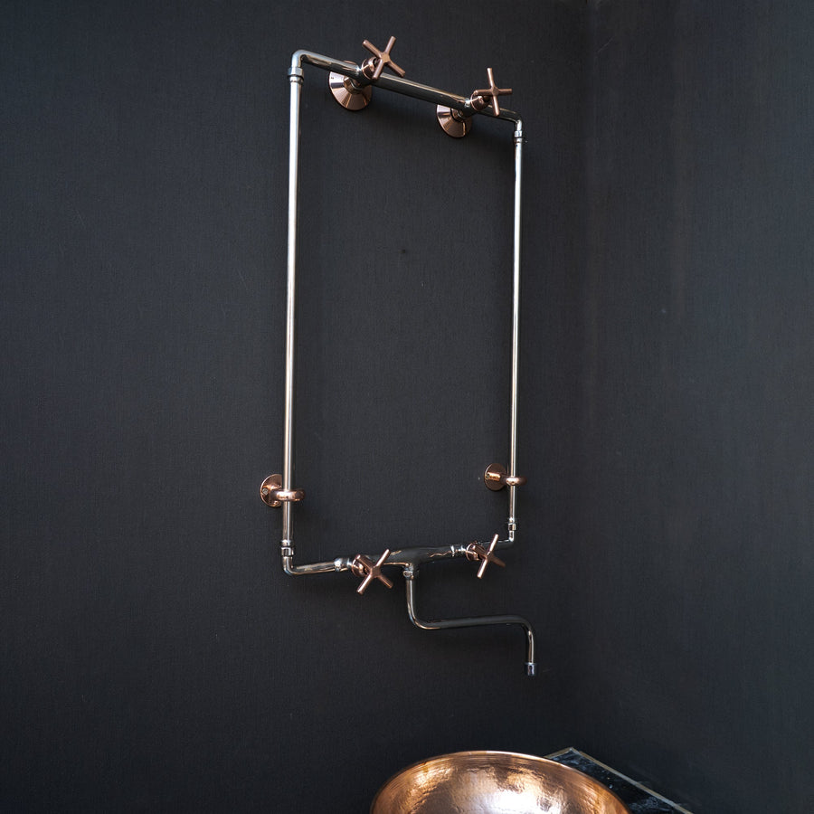 Handcrafted Wall Mounted Sink Faucet with Exposed Supply - Brassna
