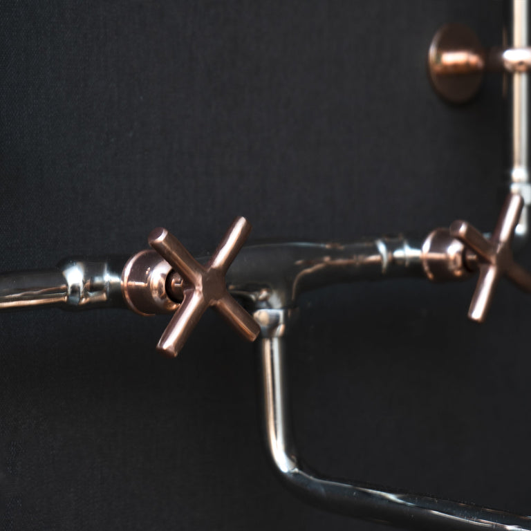 Handcrafted Wall Mounted Sink Faucet with Exposed Supply, Solid Brass Exposed Plumbing Wall Mount Sink Faucet LuxeCraft wall Faucet