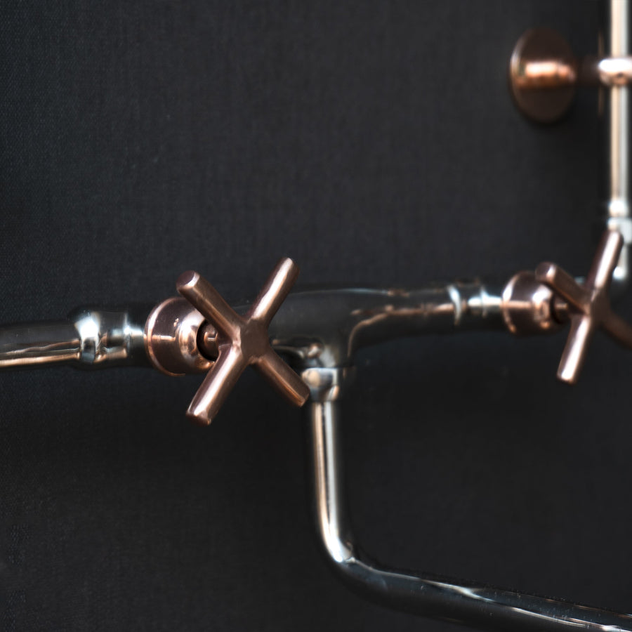 Handcrafted Wall Mounted Sink Faucet with Exposed Supply - Brassna