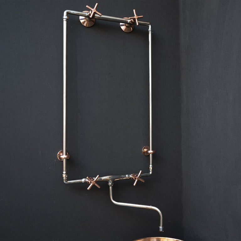 Handcrafted Wall Mounted Sink Faucet with Exposed Supply, Solid Brass Exposed Plumbing Wall Mount Sink Faucet LuxeCraft wall Faucet