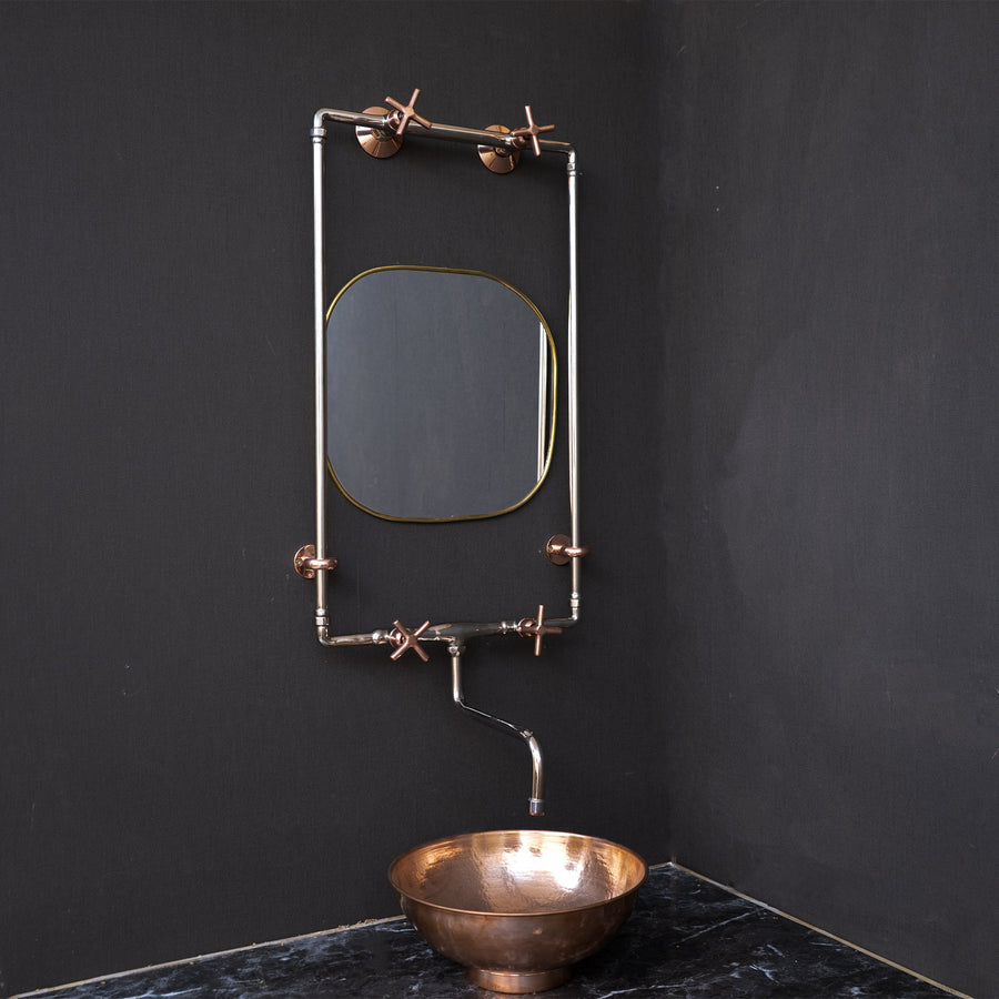 Handcrafted Wall Mounted Sink Faucet with Exposed Supply - Brassna
