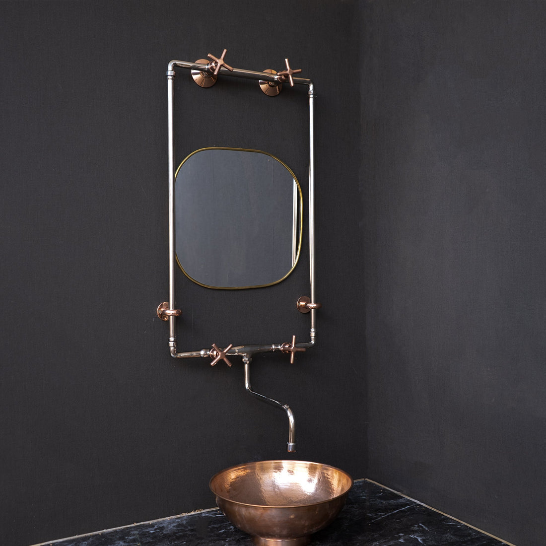 Handcrafted Wall Mounted Sink Faucet with Exposed Supply - Brassna