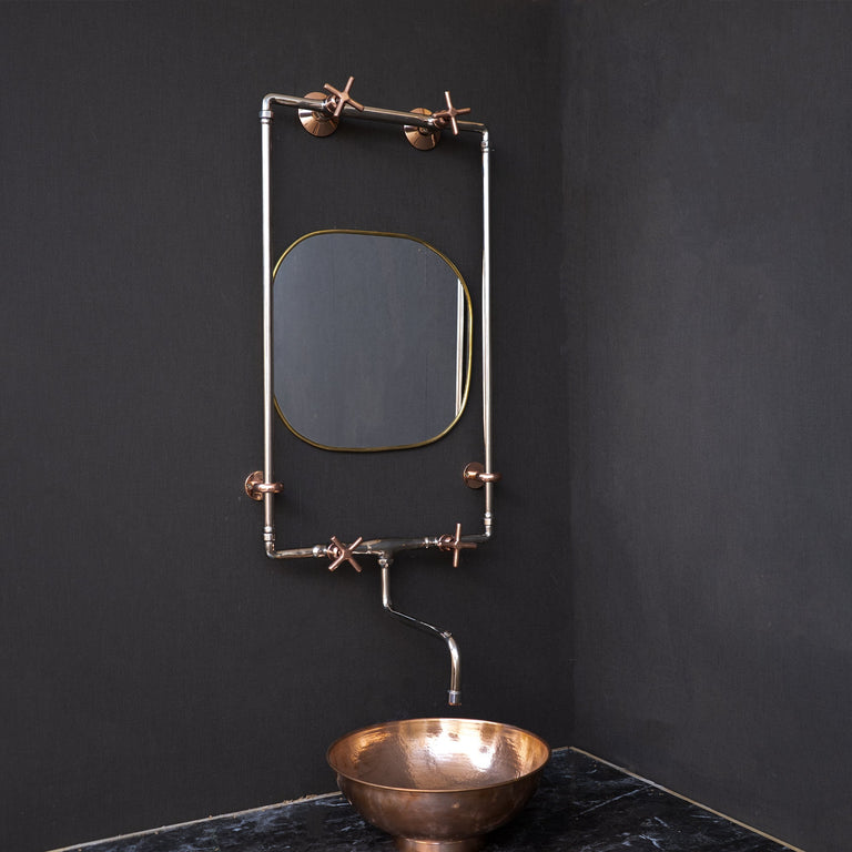 Handcrafted Wall Mounted Sink Faucet with Exposed Supply, Solid Brass Exposed Plumbing Wall Mount Sink Faucet LuxeCraft wall Faucet