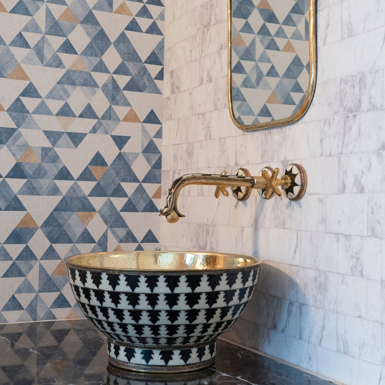 Handcrafted Gooseneck Wood & Brass Wall Mounted faucet, Hot and Cold Bathroom Faucet Wood & Brass Wall Faucet