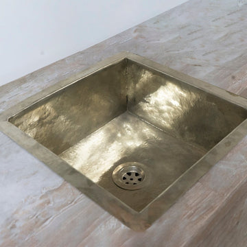 Handmade Silver Square Kitchen Sink - Brassna
