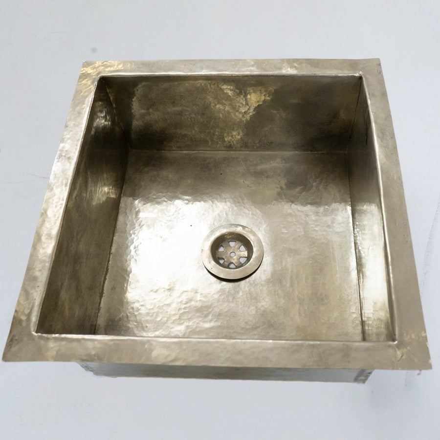 Handmade Silver Square Kitchen Sink - Brassna
