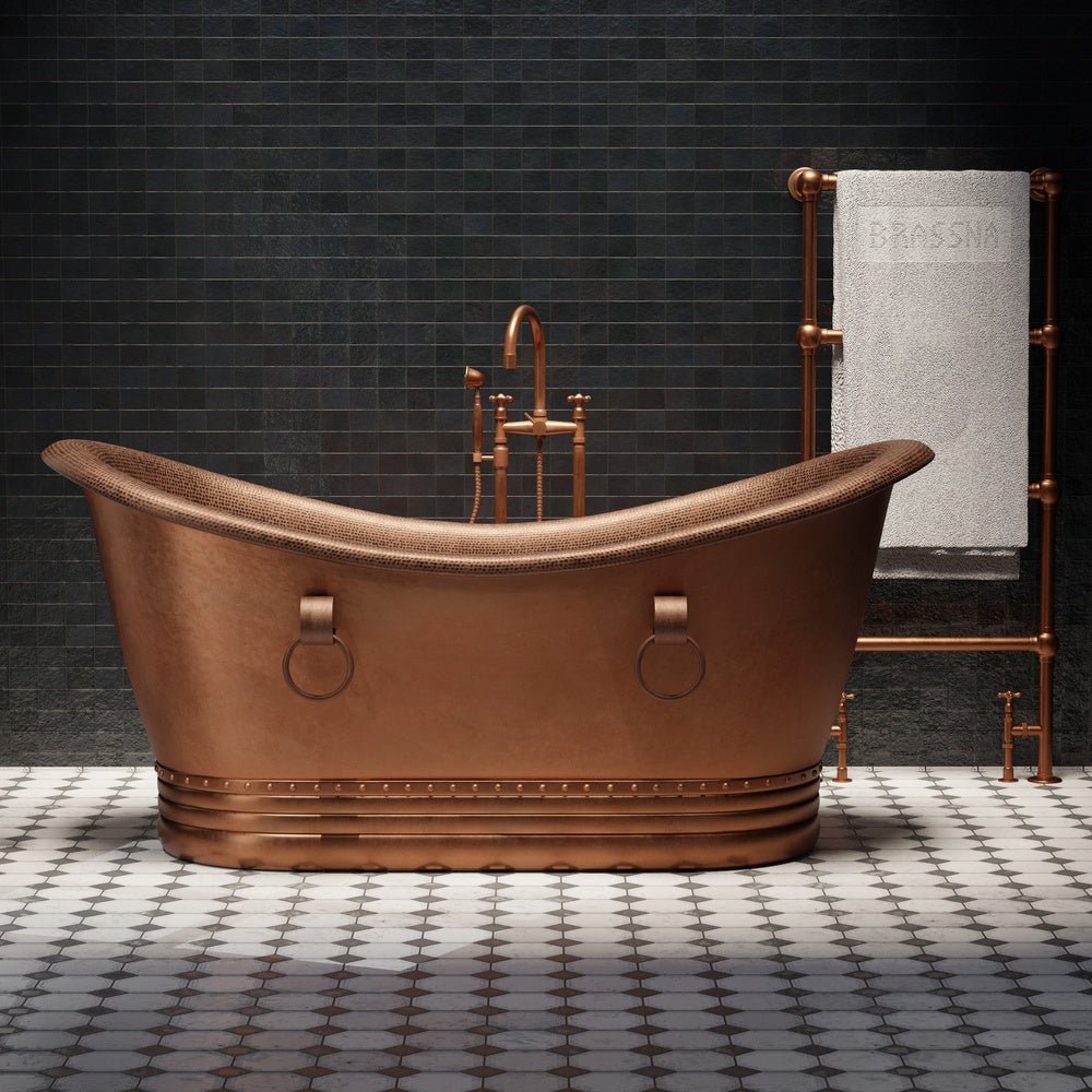 Handcrafted Solid Brass Lexie Copper Tub Filler | Brassna Lexie Copper Freestanding Tub
