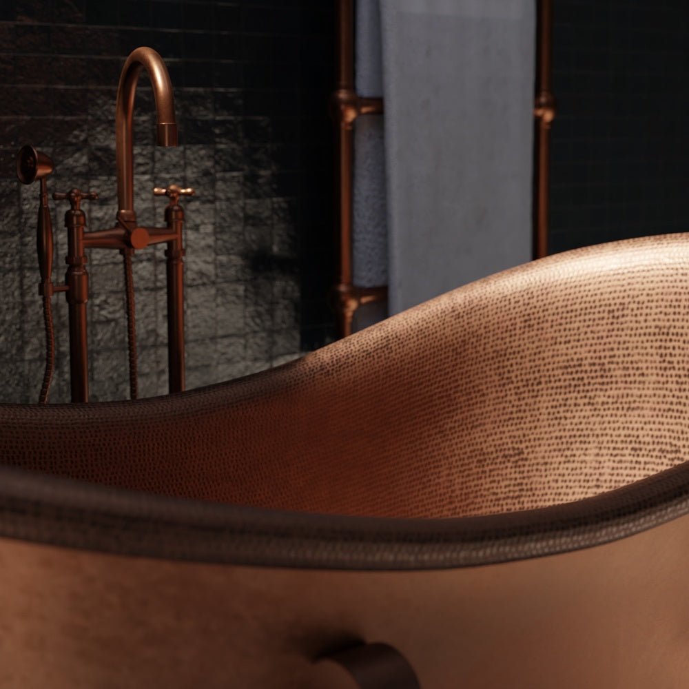 Handcrafted Solid Brass Lexie Copper Tub Filler | Brassna Lexie Copper Freestanding Tub