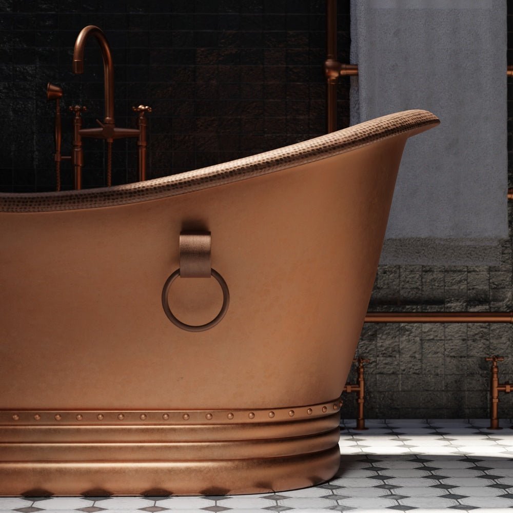 Handcrafted Solid Brass Lexie Copper Tub Filler | Brassna Lexie Copper Freestanding Tub