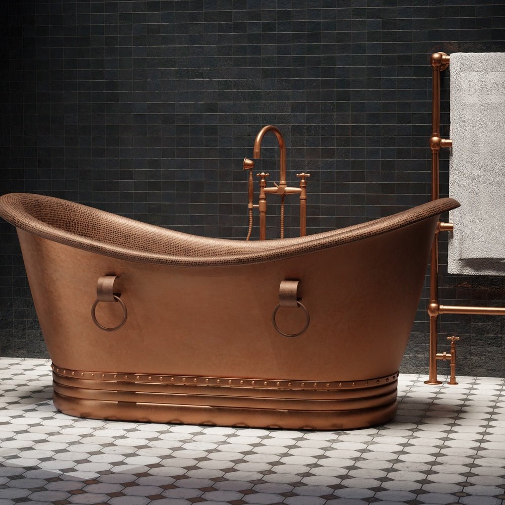 Handcrafted Solid Brass Lexie Copper Tub Filler | Brassna Lexie Copper Freestanding Tub