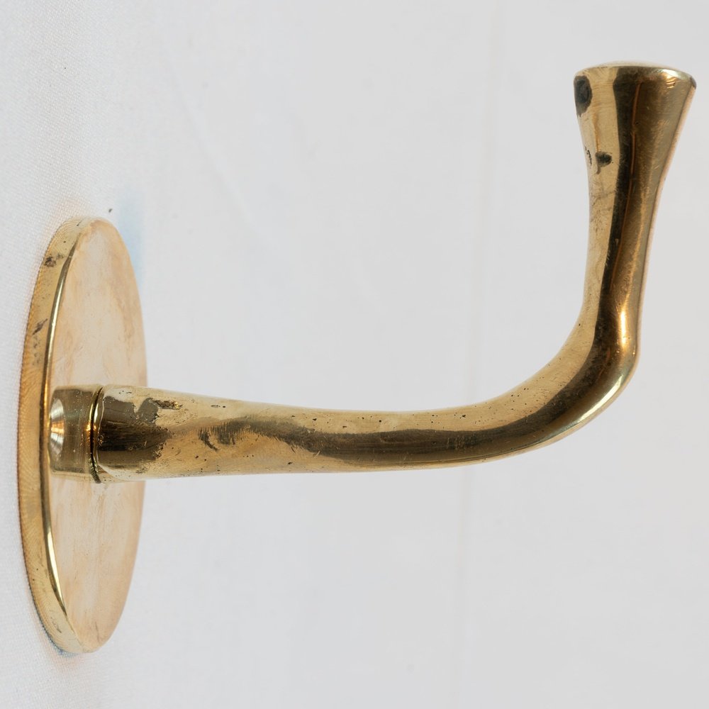 Set of Handcrafted Unlacquered Brass Hooks For Wall - Brassna