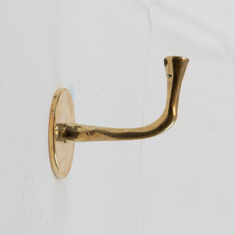 Set of 3 Handcrafted Unlacquered Brass Hooks For Wall - Brass Hooks For Bathroom Set of Handcrafted Unlacquered Brass Hooks For Wall