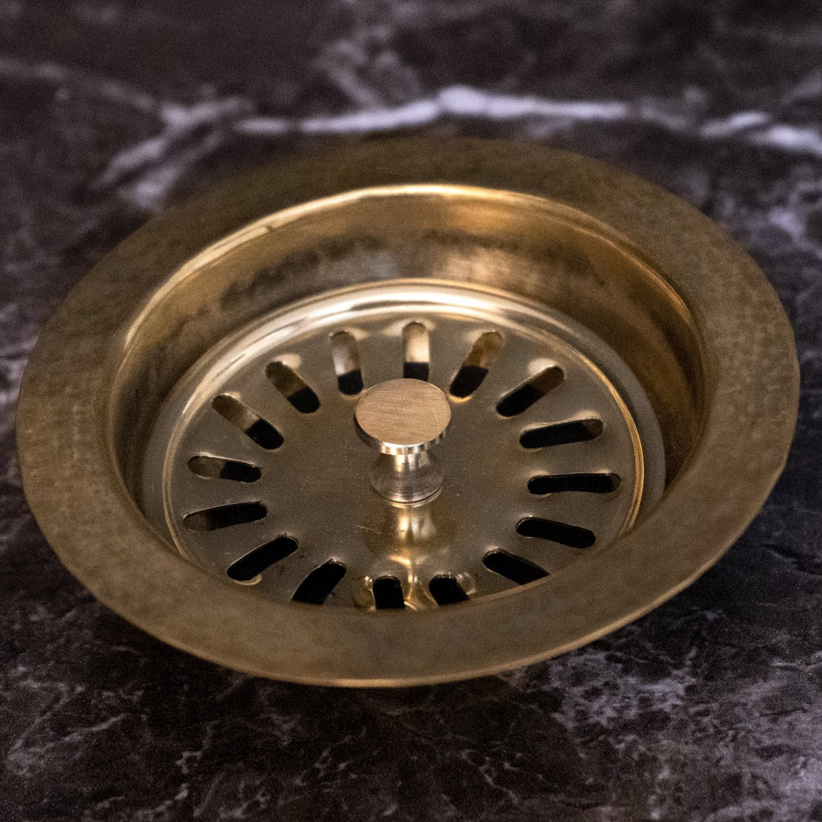  Slotted Strainer Basket With Lift Stopper 3-1/2", Brass Kitchen Sink Drain
