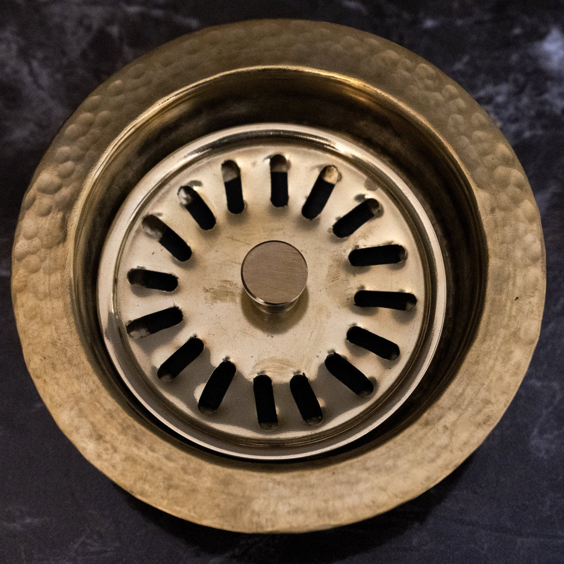  Slotted Strainer Basket With Lift Stopper 3-1/2", Brass Kitchen Sink Drain