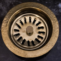 Slotted Strainer Basket With Lift Stopper 3-1/2", Brass Kitchen Sink Drain - Brassna