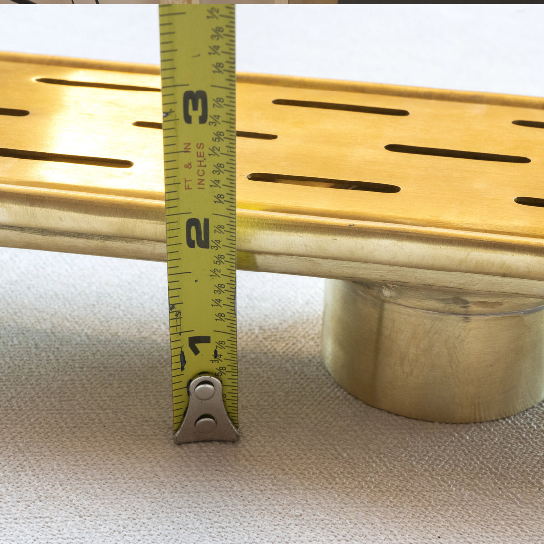  Solid Brass Linear Floor Drain, Unlacquered Rectangular Shower Drain