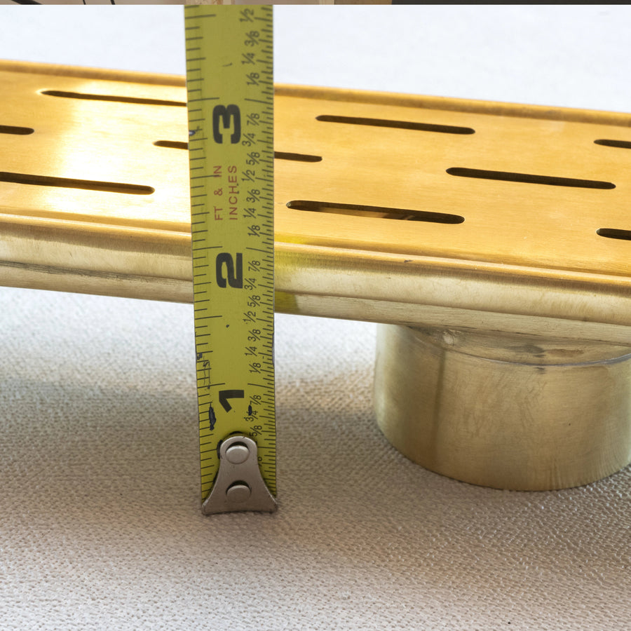  Solid Brass Linear Floor Drain, Unlacquered Rectangular Shower Drain