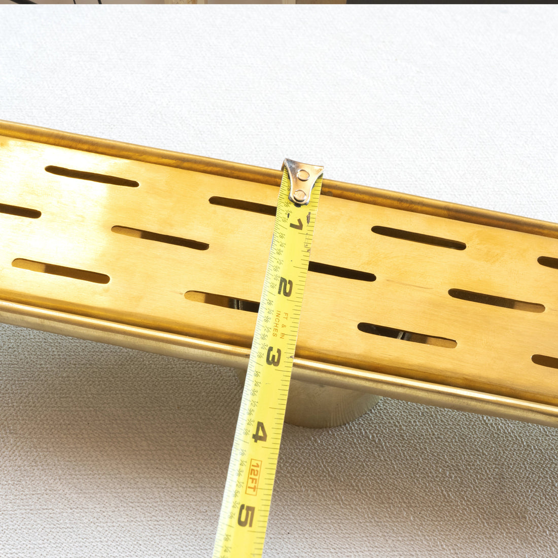  Solid Brass Linear Floor Drain, Unlacquered Rectangular Shower Drain