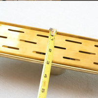 Solid Brass Linear Floor Drain, Unlacquered Rectangular Shower Drain - Brassna