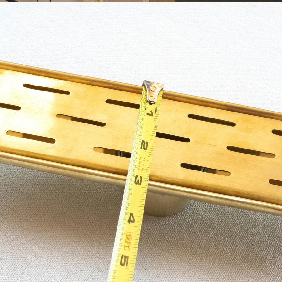  Solid Brass Linear Floor Drain, Unlacquered Rectangular Shower Drain