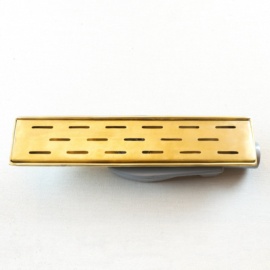  Solid Brass Linear Floor Drain, Unlacquered Rectangular Shower Drain