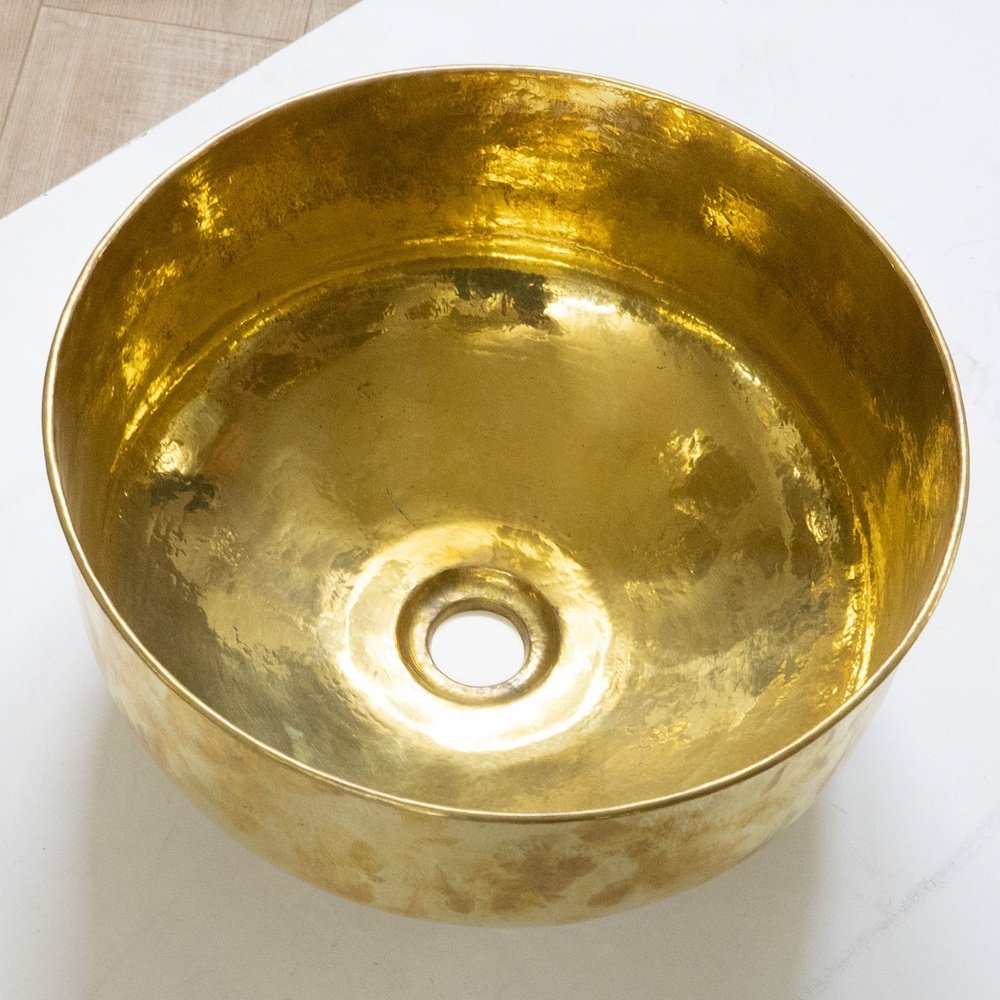 Handcrafted Round Vessel Sink | Brassna Solid Brass Round Vessel Sink
