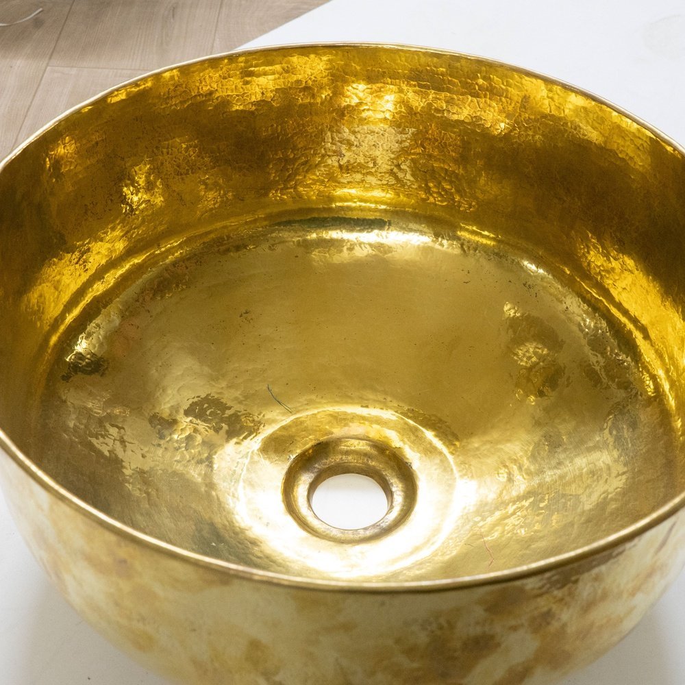 Handcrafted Round Vessel Sink | Brassna Solid Brass Round Vessel Sink