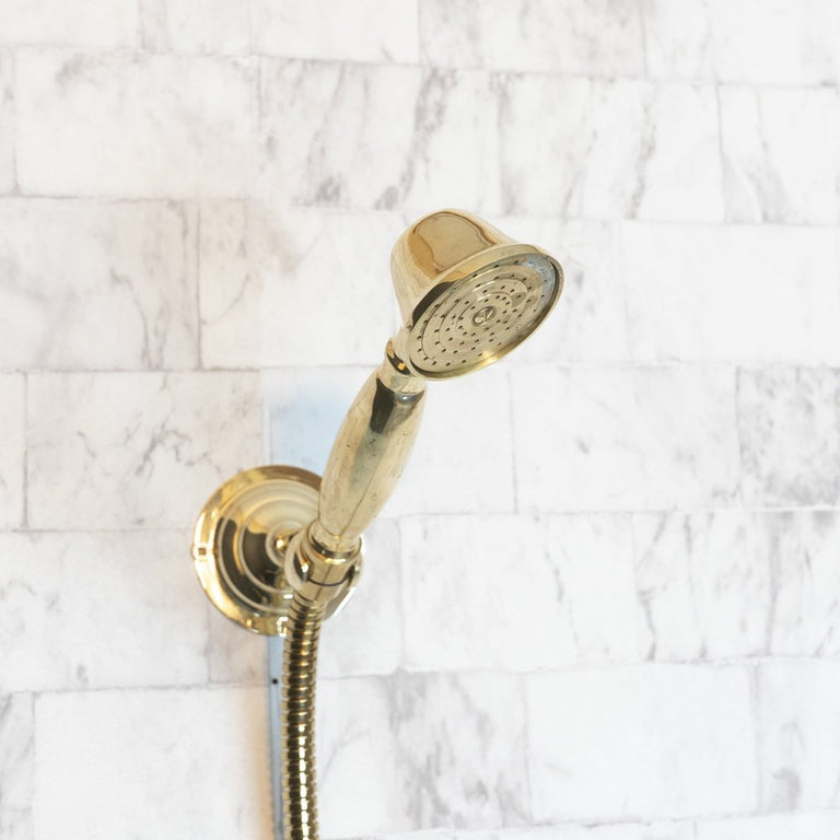 Solid Brass Shower System With Handheld Shower, Unlacquered Brass Bathroom Shower Solid Brass Shower System With Handheld Shower